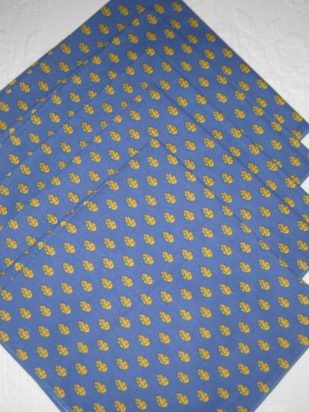 NWOT Blue Yellow French Country Provence France 5 Cotton Napkins Square 18"x18"